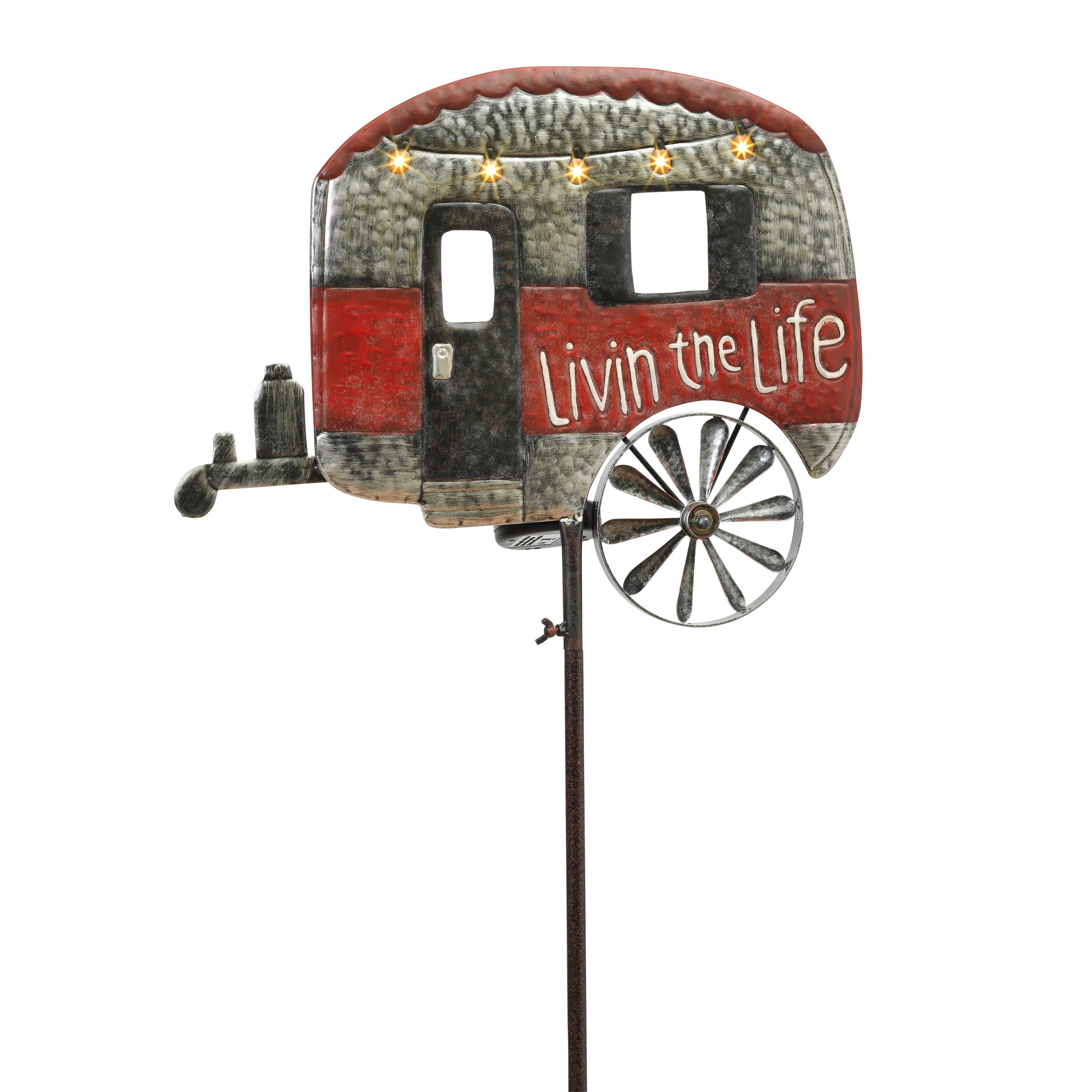 63 in Solar Lit Camper Wind Spinner Yard Stake